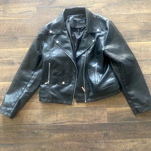 Faux Black leather jacket- cropped